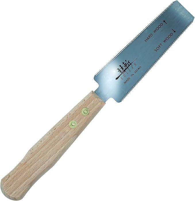 SUIZAN Flush Cut Saw 5" - Professional Japanese Pullsaw Ryoba Double Edge Handsaw Woodworking Tools