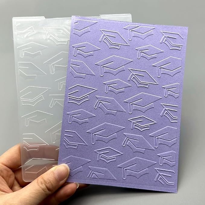 3D Plastic Embossing Folder Template Graduation Doctoral Hat Texture 4.13x5.71 - Image 2