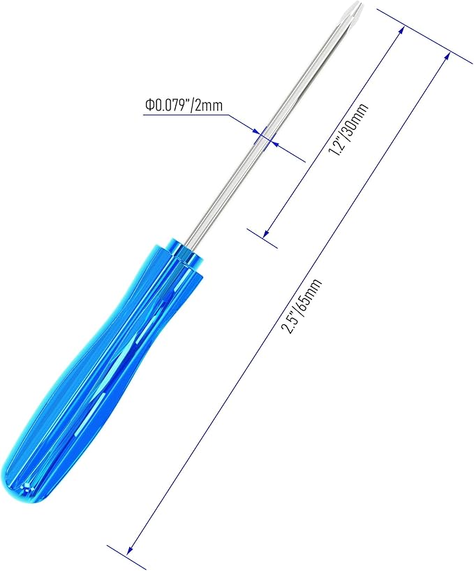 5PCS Mini Phillips Screwdriver, 2mm Cross Head with Blue Non-slip Handle for Small Appliances, 2.56"(65mm) Total Length, Non-magnetic