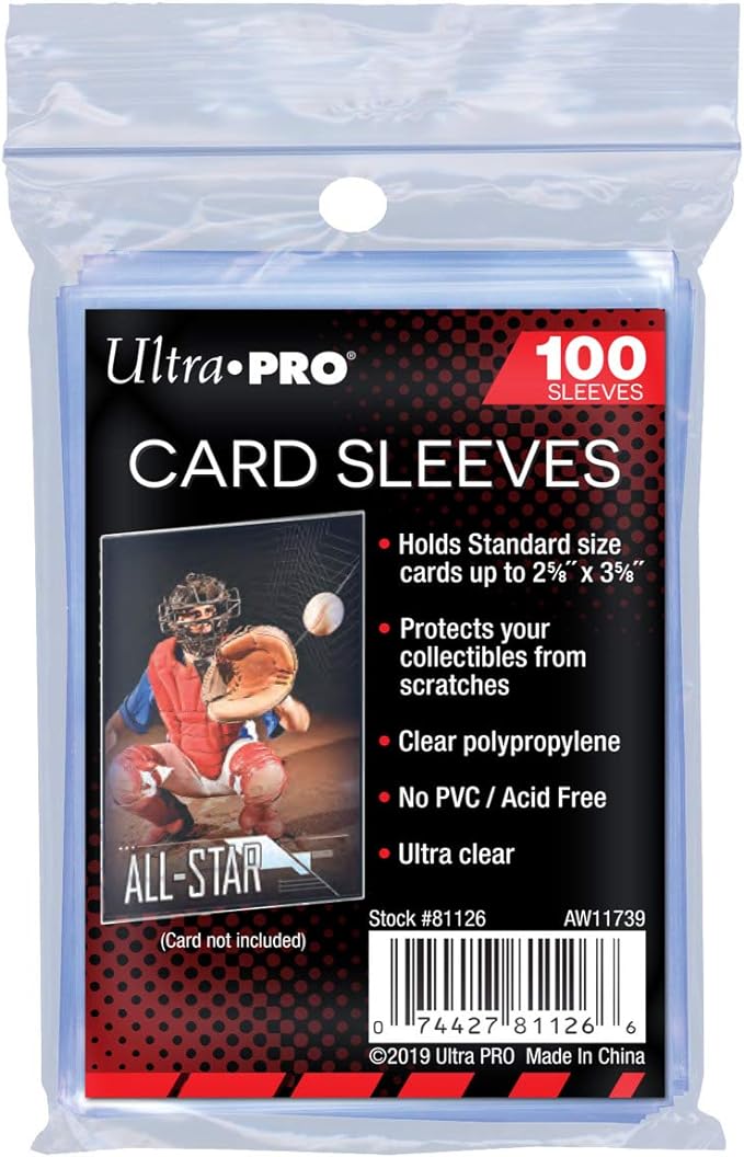 Ultra Pro 100 Pcs Soft Card Sleeves, 2 5/8 x 3 5/8-Inches Pack of 1 by UltraPro