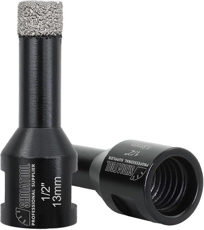 SHDIATOOL Diamond Core Drill Bits 2PCS 1/2 Inch for Porcelain Ceramic Tile Marble Brick Vacuum Brazed Hole saw 13mm