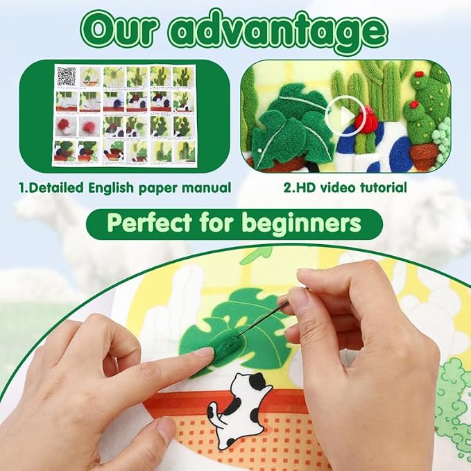 Wonafa DIY Wool Needle Felt Starter Kit, Beginner Needle Felt Kit - Image 3