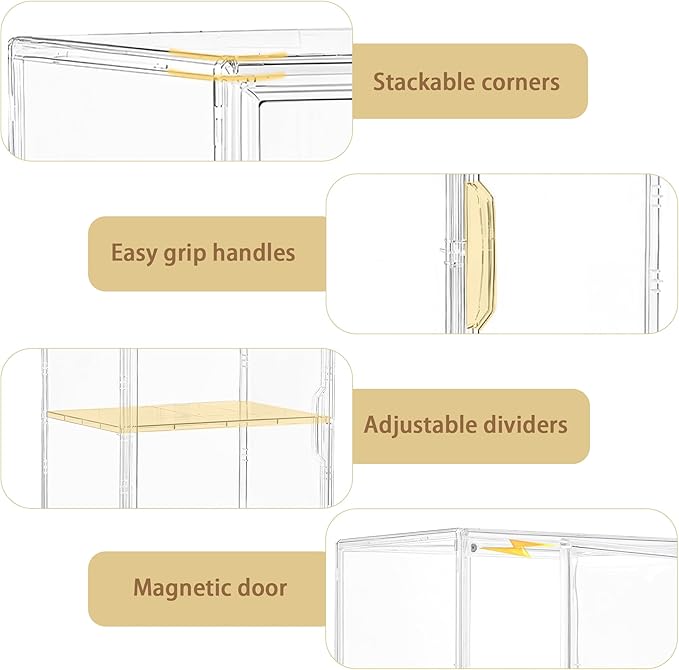 Attelite Acrylic Display Case for Collectibles, Stackable Storage Box - Image 3