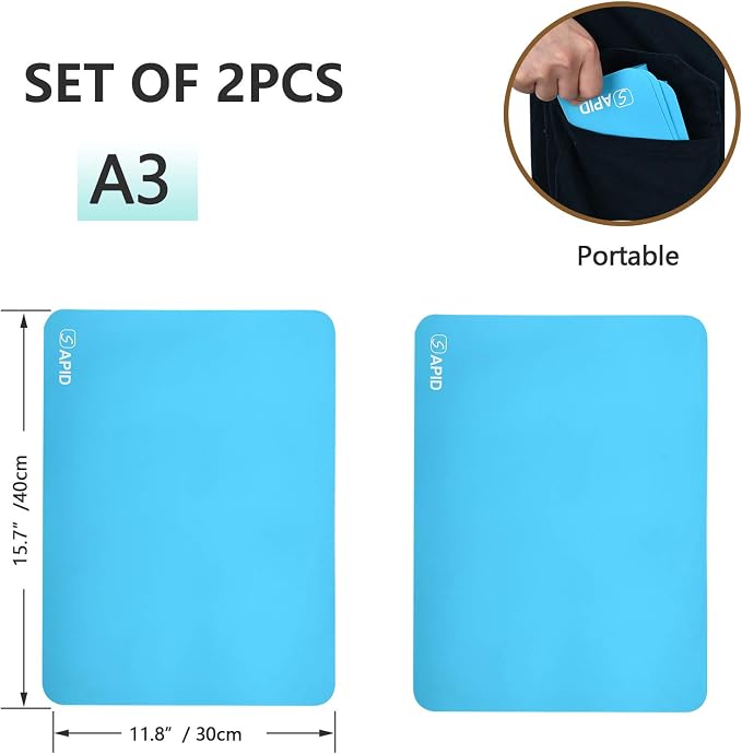 Sapid 2Pcs Thick Silicone Mat for Crafts, Nonstick Silicon Sheet for Epoxy Resin - Image 3
