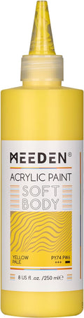 MEEDEN Soft Body Acrylic Paint: Yellow Pale Matte Finish - 250ml/8.45oz Bulk by MEEDEN