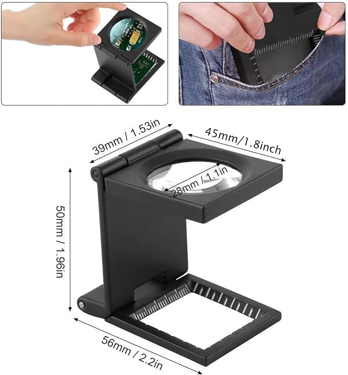 Rongon 10x 28mm Mini Three Folding Magnifying Glasses Portable Zinc Alloy Loupe - Image 2