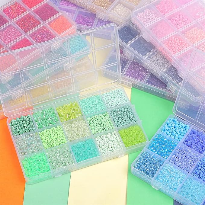 15 Grid Purple Glass Seed Bugle Tube Beads Kit - Image 4