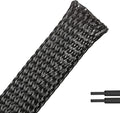 PET Expandable Braided Sleeving Wire Loom 1/8 Inch Cable Wrap Cable Sleeve Wire Protector Sleeve Tubing 25Feet, Black