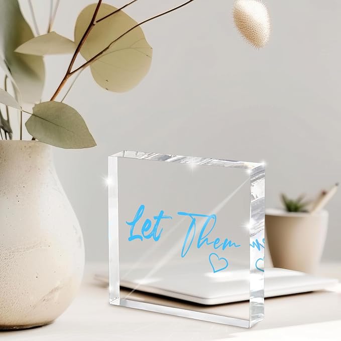 Let Them - Blue 4 Inch Acrylic Tabletop Sign, Office and Cubicle Decor - Image 6