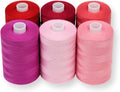 BlesSew Sewing Thread in Red & Pink Color Tones – 6 Spools of Polyester Thread by BlesSew