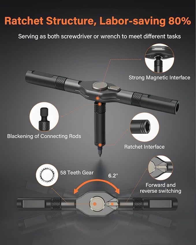 24 in 1 Magnetic Ratchet Screwdriver Set, DIY Mini Screwdriver Set, Multi Bit Magnetic Drive Set with Detachable Ratchet Handle, Portable Precision Repair Tool Kit for Furniture Computer Bicycle