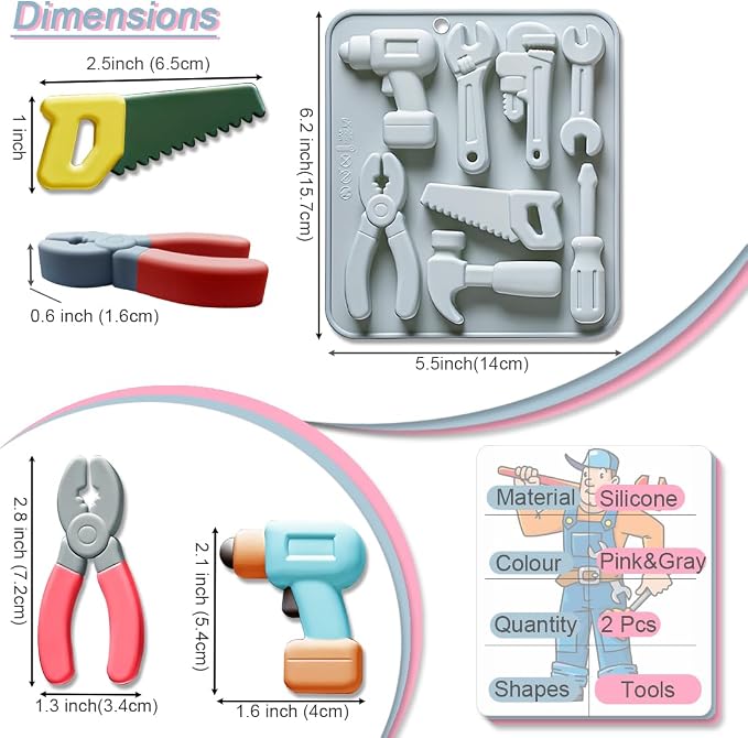 2 Pack Hardware Tools Silicone Mold Set - Image 2
