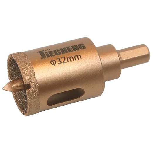 Brazed Diamond 1-1/4 inch Hole Saw with Center Drill Bit for Ceramic,Porcelain,Tile,Glass,Granite Quartz,Marble,Gemstone,Dry Drilling 32mm