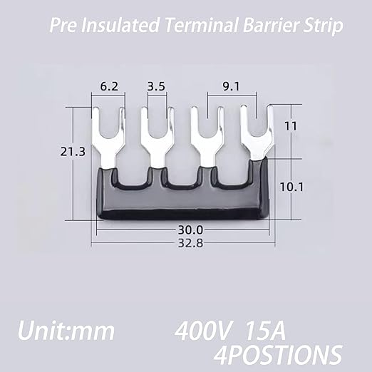 Terminal Block (2 Sets) 2Pcs 4 Positions Dual Row 600V 15A Screw Terminal Strip Blocks with Cover&2Pcs Pre-Insulated Barrier Termina Block Strip& 8Pcs Insulated Fork Wire Connector