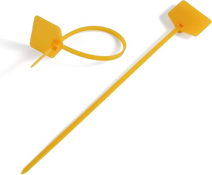 6 in Cable Tags Zip Tie Labels, Nylon Cable Ties with Marker, Plastic Water Proof Tags, Self-Locking Written-on Cord Label for Cabling, Wire Marking Label, Shipping Hanging Tags - Yellow/ 100pcs