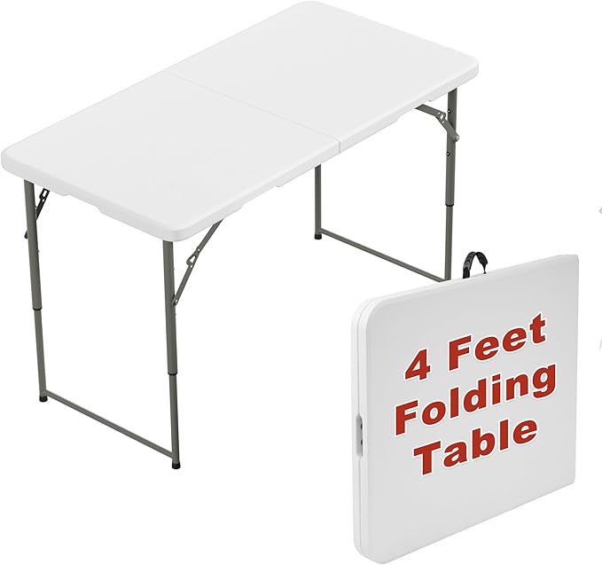 Elevon Folding Table, 4 Feet Heavy Duty Fold-in-Half Utility Table Indoor by ELEVON