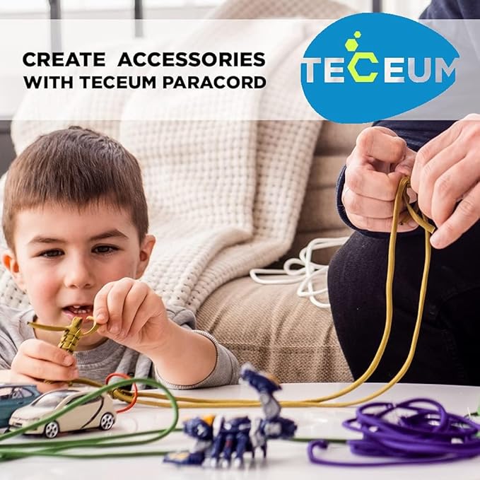TECEUM 5/32" Paracord Rope 1000 – 1000ft / 200ft / 100ft / 50ft – Tactical Parachute Cord 4mm – 45+ Colors – Nylon String for Survival & Camping Gear – Stripe Cord for Survival – Utility Rope