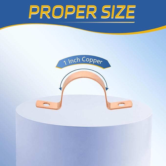 200-PACK GUOFIS 1Inch C x 1Inch C Copper Pipe Straps Clamp with Two Holes, Two-Hole Clamps Mount for Residential, Commercial(COPPER059-200Pack)