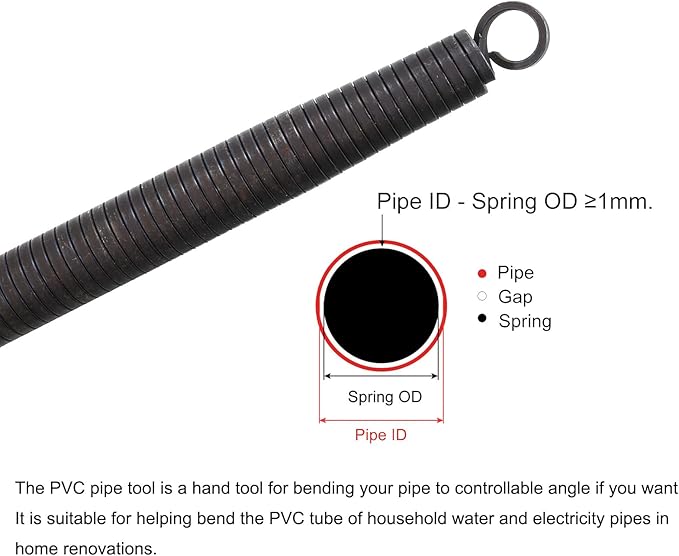MECCANIXITY Spring Tube Bender OD 18.8mm/0.74" Steel Spring Pipe Bending Tubes 500mm/19.69" Length for 3/4" PVC Pipe(ID 20mm) in Home Renovations,Electrician Wiring Bending(insert-pipe use)