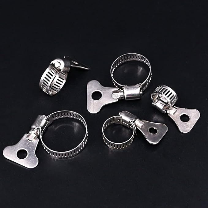 Hilitchi 40-Pcs 8-29mm Clamping Range Butterfly Key-Type Adjustable Hose Pipe Worm Gear Clamps Assortment Kit, Clamps Ideal for Plumbing, Automotive - - 304 Stainless Steel