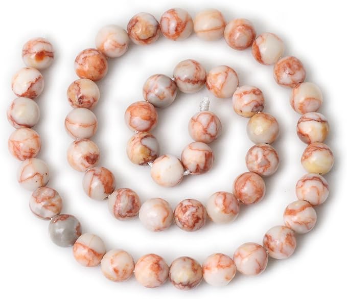 45PCS 8mm Natural Red Network Stone Round Loose Beads - Image 2