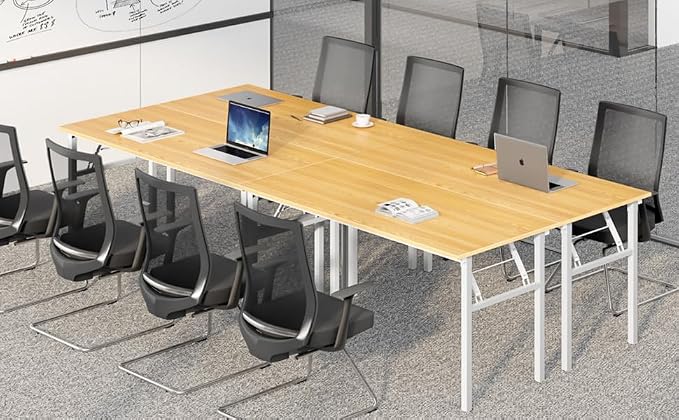 Need Large Folding Computer Desk, 60 Inch Writing Table, Teak & White | - Image 2
