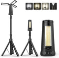 Rechargeable Camping Light with Stand 7 ft Max Height, 15000mAh Portable Cordless LED Work Light, 5500 Lumen 6500/4500/3500K Dimmable Emergency Flashlight with Detachable Tripod, Black