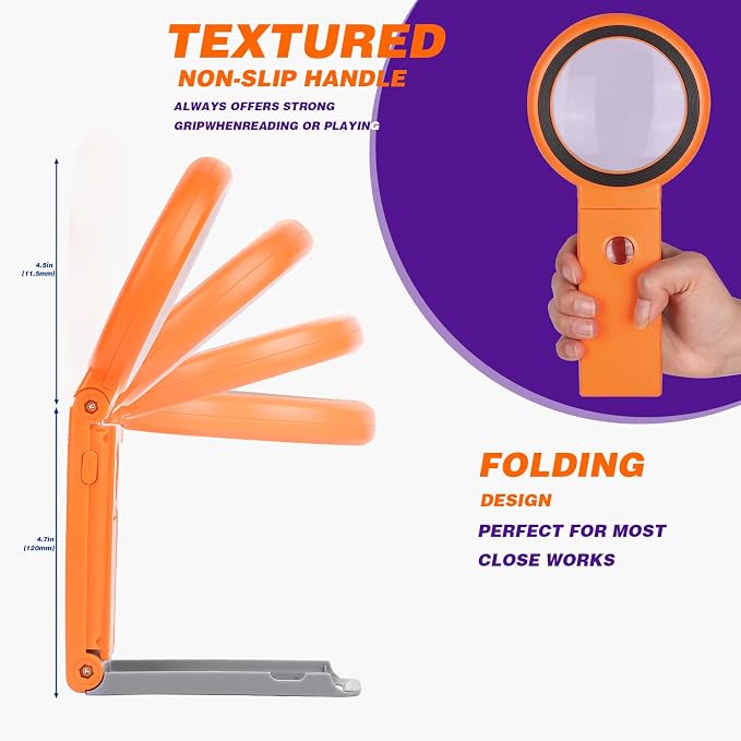 Magnifying Glass with Light and Stand, Foldable Handheld Magnifying Glass 18 - Image 4