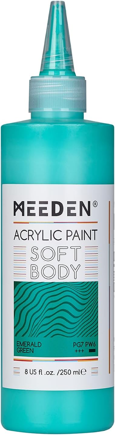 MEEDEN Soft Body Acrylic Paint: Emerald Green Matte Finish - 250ml/8.45oz Bulk by MEEDEN