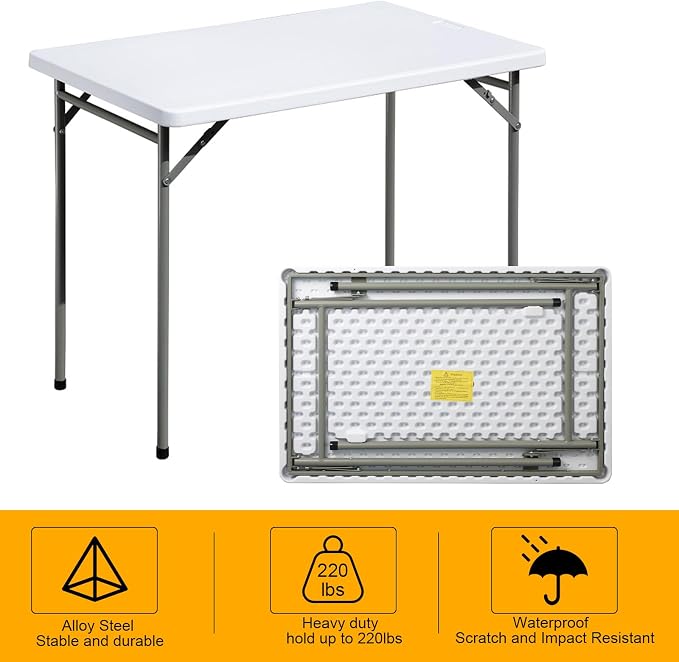 Folding Table 3ft Rectangular All-Occasion Plastic Folding Event Table - Image 5