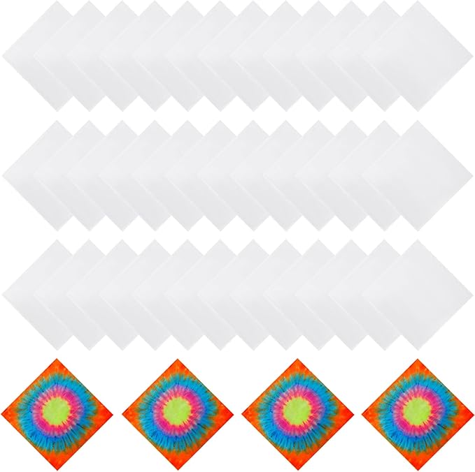 20/40 Pcs White Bandanas for Tie Dye DIY Blank Cotton Bandanas Plain by Fivebop