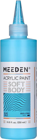 MEEDEN Soft Body Acrylic Paint: Blue Pale Matte Finish - 250ml/8.45oz Bulk by MEEDEN