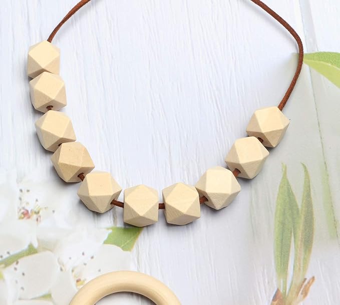 Geometric Wooden Beads, 16mm Smooth Loose Beads Unfinished Spacer Beading - Image 3