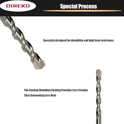 Generic Direko 10 Piece Carbide-Tipped SDS-Plus Rotary Hammer Drill Bit Set Length 6"",Twist Drill 3/4"",for Masonry，Concrete,Brick Granite etc.