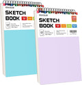 Soucolor 9x12 Sketch Book 2-Pack, 100 Sheets, Spiral Bound | 68lb acid-free by Soucolor