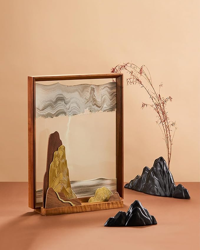 BelaRola Moving Sand Art Picture, Premium Mountain Sandscape Decor, Liquid - Image 3