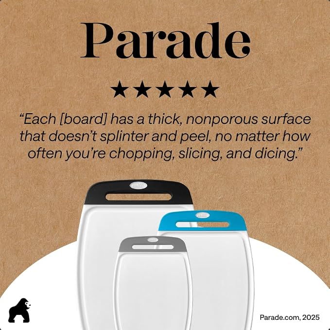 GORILLA GRIP BPA-Free Reversible Kitchen Cutting Board Set of 3, US Designed - Image 9