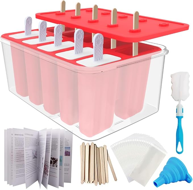 Miaowoof Homemade Popsicle Molds, 10-Cav Non-BPA Silicone Ice Pop Maker by Miaowoof