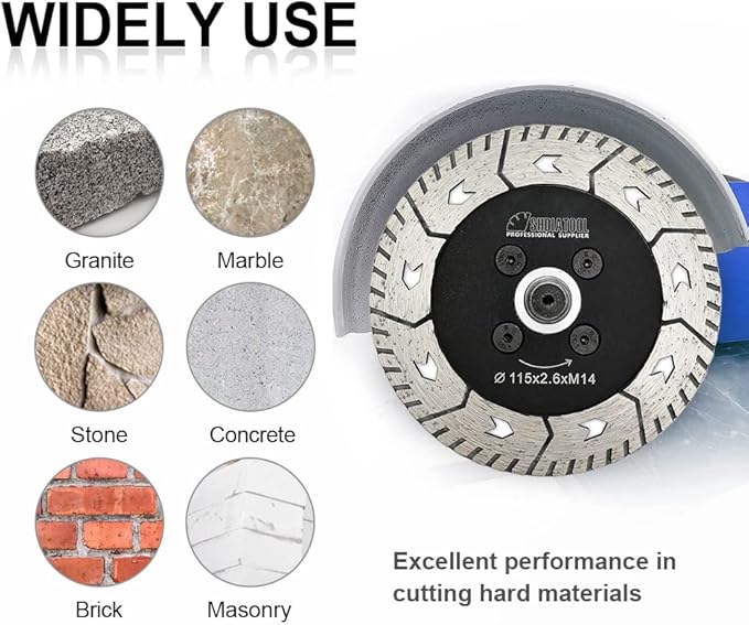 SHDIATOOL 7 Inch Granite Turbo Cutting Blades Two-in-One Design Cut Grind Sharpen Marble Concrete and Bricks