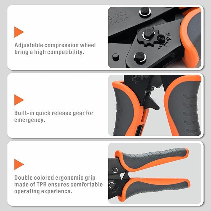 iCrimp Ratchet Wire Crimping Tool Set, 5 Interchangeable Jaws for Heat Shrink,Insulated Nylon,Non-Insulated Terminals AWG20-2, Wire Stripper included