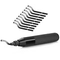 Deburring Tool Set with 10 High-Speed Steel BS1010 Blades – Askwhy Rotary Burr Removal Tool for Metal, Plastic, 3D Prints, PVC Tubes – Efficient Deburrer for Aluminum, Copper, and More (Black)