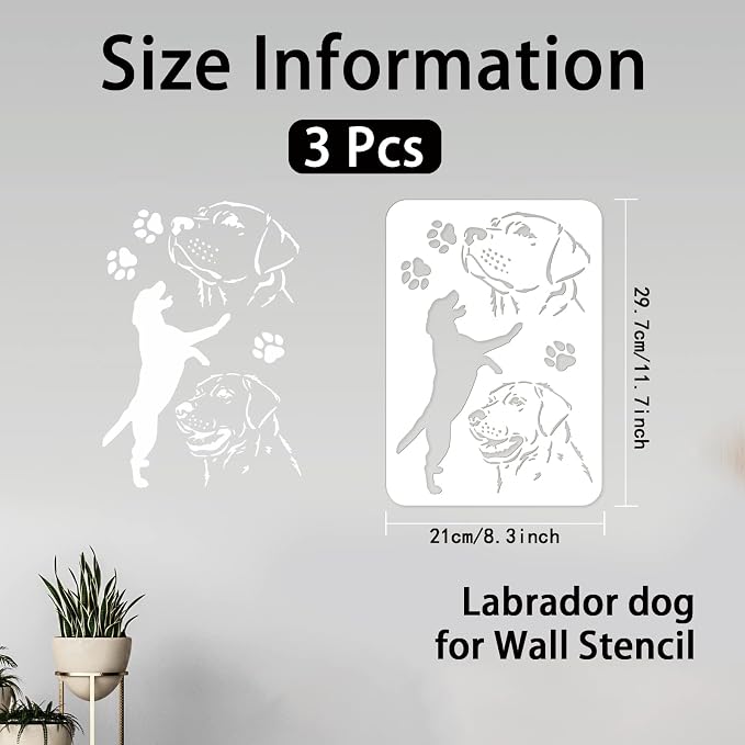 INFUNLY 3pcs Labrador Dog Wall Stencils - Image 3