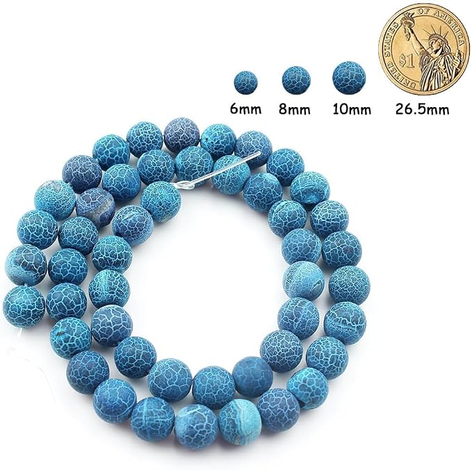 36pcs Deep Blue Frosted Oxidized Natural Gemstone Beads，10mm Round Loose Stone - Image 2