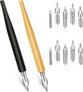 12PCS Comic Pen Nibs Set, Oblique Calligraphy Dip Pen Nib Holder by Mozeat+Lens