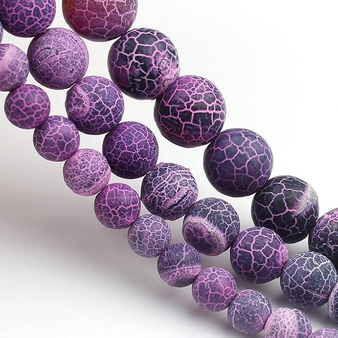 60pcs Natural Matte Purple Oxidized Gemstone Beads，6mm Frosted Round Loose - Image 5