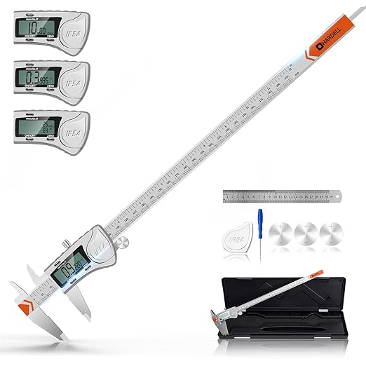 HARDELL Digital Caliper 12 Inch, All Stainless Steel digtial Caliper Measuring Tool with 3-Batteries & Extra Cover, IP54 Waterproof Micrometer Vernier Caliper, Inch/MM/Fraction, Auto-Off