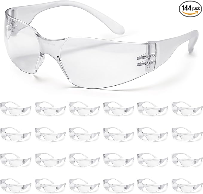 ATERET 144 Pairs Safety Glasses, Scratch Resistant Polycarbonate ANSI Z87.1 Impact Resistant Lens