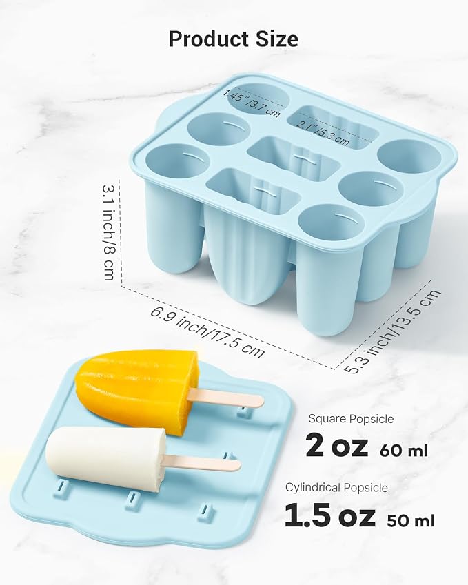 Popsicle Molds for Kids, 9 Pieces Popsicles Molds Silicone BPA- Free Popsicle - Image 2