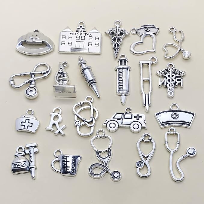 WOCRAFT 120pcs Antique Silver Medical Charms - Image 5