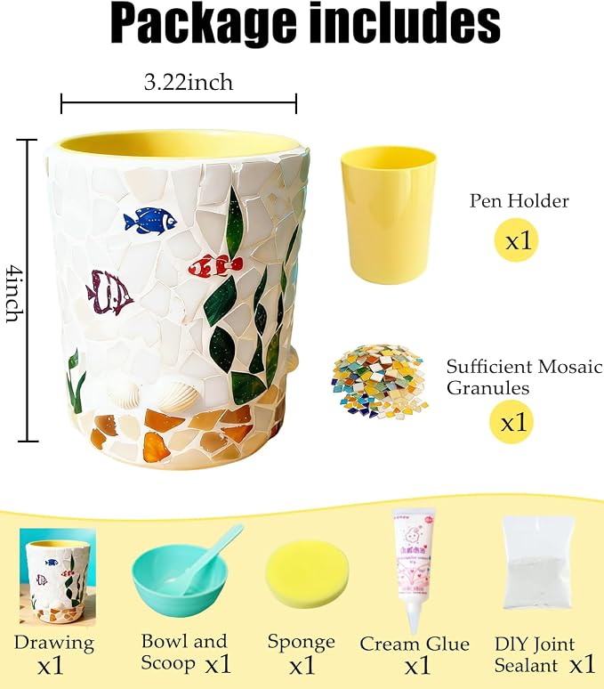 YUCHIYA DIY Glass Mosaic Pen Holder Craft Kit - Image 2
